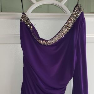 One shoulder purple dress